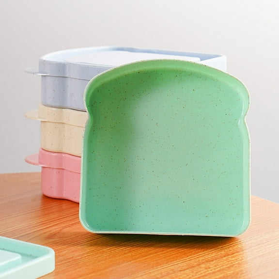 Taotanxi Sandwich Containers Sandwich Box with Lid Food Storage Container for Lunch, Dishwasher and Microwave Safe,lastic Toast Shape Sandwich Holder,Green