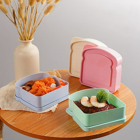Taotanxi Sandwich Containers Sandwich Box with Lid Food Storage Container for Lunch, Dishwasher and Microwave Safe,lastic Toast Shape Sandwich Holder,Pink