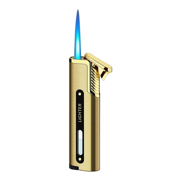 Taotanxi Single Jet Flame Butane Lighters Refillable Torch Lighters Adjustable Gas Lighter Windproof Lighters Gift for Men BBQ Grill Camping (Gold)