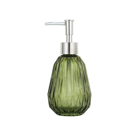 Taotanxi Soap Dispenser - 14Oz Glass Dish Hand Soap Dispenser with Silvery Pump for Kitchen Bathroom, Green