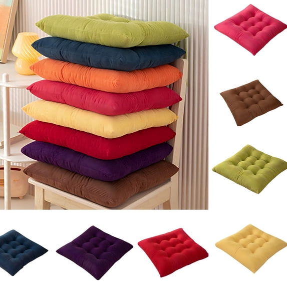 Taotanxi Soft Square Chair Pad with Ties Comfortable Solid Color Chairs Cushion for Office,Home or Car Sitting Coffee-Colored 15.7"x15.7"x3"