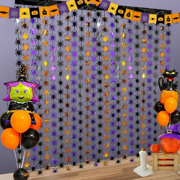 Taotanxi Spider Web Birthday Decorations,Red Black and Blue Spider Birthday Party Supplies 3.3 x 6.6ft Tinsel Foil Fringe Curtains Photo Booth Props Backdrop Streamers, House Room Decor for Boys