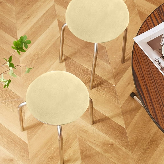 Taotanxi Stool Cushion Round 12/14 Inch Round Chair Cushions with Ties for Dining Chairs Round Seat Pads/Cushions,Beige