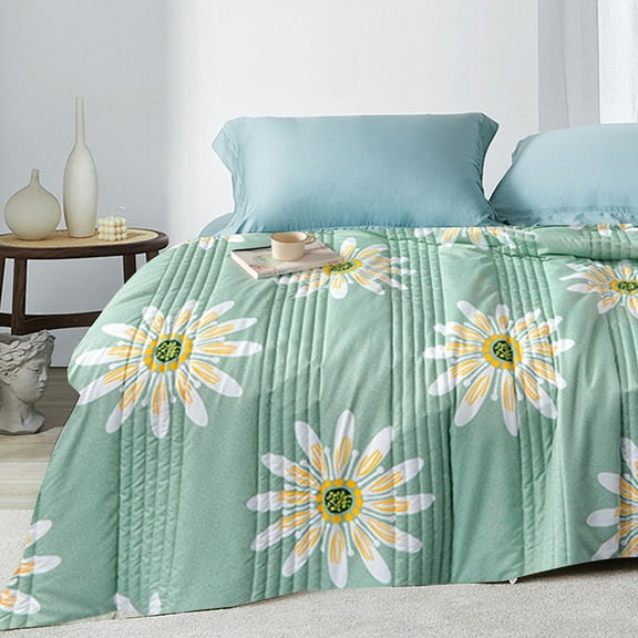 Taotanxi Summer Washed Cotton Conditioned Quilt Summer Cool Quilt for Kids Teens Vintage Boho Comforter Edges Soft Thin Comforter Pink Purple Floral Duvet, 40"x60"(Falling Flowers)