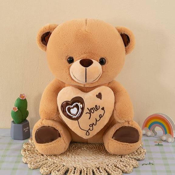 Taotanxi Teddy Bear with Red Heart - I Love You - 9.84 Inches - Cuddly Plush Toy - Stuffed Animal - Brown