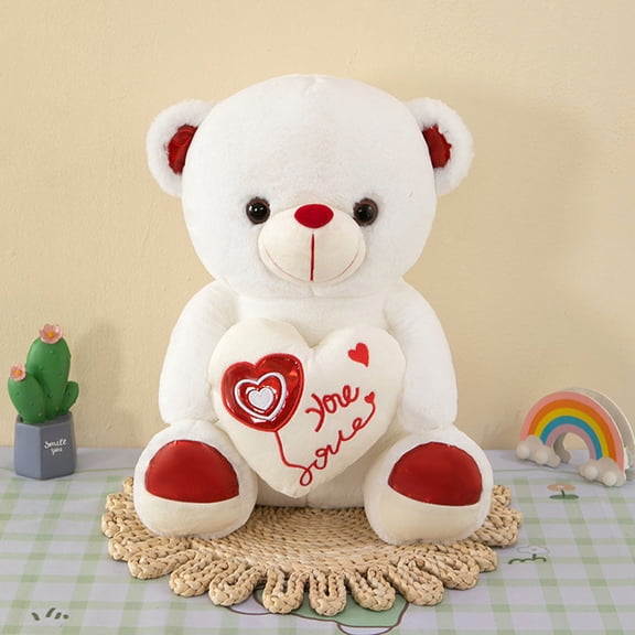 Taotanxi Teddy Bear with Red Heart - I Love You - 9.84 Inches - Cuddly Plush Toy - Stuffed Animal - White