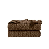 Taotanxi Throw Blanket Super Soft Cozy Fuzzy, Knitted Throw Blanket 30" x 40" for Couch Brown Blanket for Bed Sofa Chair Camping Travel (Brown)