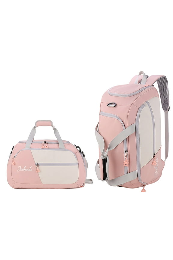 Travel Duffle Bag,Gym Bags for Men, 4 In 1 Sports Gym Duffel Bag, Gym Backpack With Shoe Compartment, Waterproof Travel Weekender Overnight Bag for Football Backpack Carry On Luggage-Pink