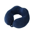 thumbnail image 1 of Taotanxi Travel & Neck Pillow, Therapeutic Memory Foam, Washable Micro-Fiber Cover, Soft and Comfortable - Head Support for Long Flights, Compact and Ergonommic Design, Attaches to Luggage - Navy, 1 of 6