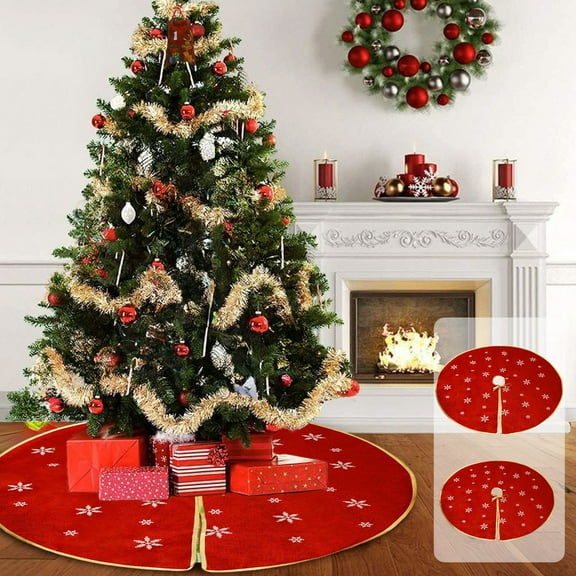 Taotanxi Tree Skirt with Printing, 39.37", Red