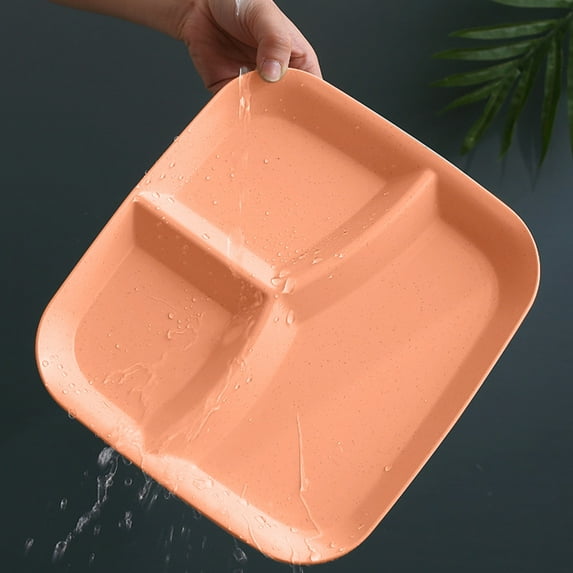 Taotanxi Unbreakable Divided Plates 10 Inch,Reusable Wheat Straw Kids Plates,Microwave And Dishwasher Safe, Perfect For Kids And Adults,Orange