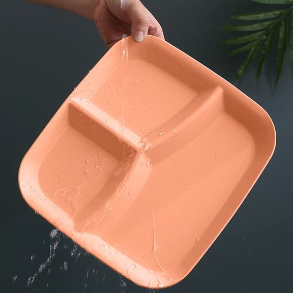 Taotanxi Unbreakable Divided Plates 10 Inch,Reusable Wheat Straw Kids Plates，Microwave And Dishwasher Safe, Perfect For Kids And Adults,Orange