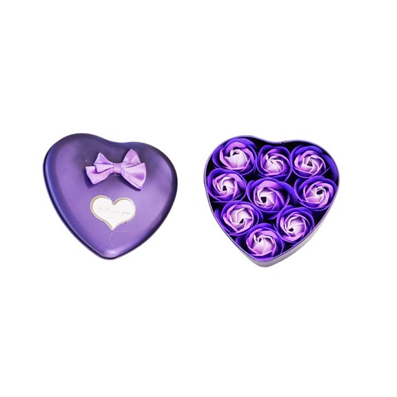 Taotanxi Valentine'S Day Gift 9Pcs, Soap Flower Bath Rose ,Decorative Rose Shaped Flower Scented Bath ,Set With Vegetable Gifts For Her Women Girls Mom Purple