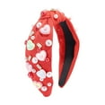 thumbnail image 1 of Taotanxi Valentine's Day Headband for Women Rhinestone Crystal Jeweled Love Heart Embellished Ladies Wide Top Knot Red Makeup Hair Hoop Accessory Holiday Party Costume Decor Prezzie, 1 of 7