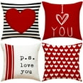 thumbnail image 1 of Taotanxi Valentine's Day I Love You Throw Pillow Covers, 18 x 18 Inch Red Valentine Heart Stripes p.s. Love You Wedding Cushion Case Decoration for Sofa Couch Set of 1, 1 of 8