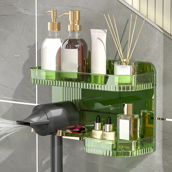 Taotanxi Wall Mounted Hair Dryer Holder, Bathroom Organizer, Bathroom Trays, Holders and Organizers-Jade Green