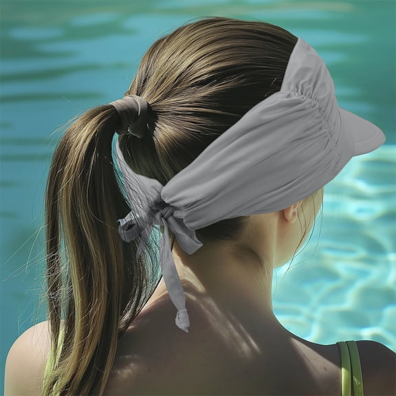 Taotanxi Women Visor Sun Hat Wide Brim Hat Adjustable Foldable Ponytail Beach Hat Summer UV Protection Outdoor Cap UPF 50 