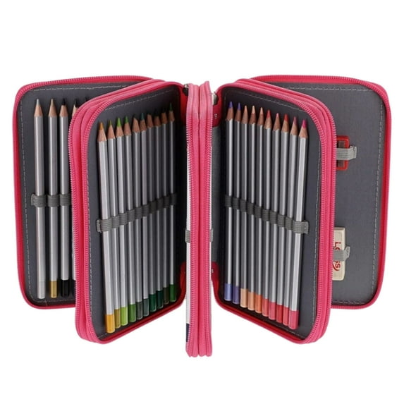 Taotanxi Zippered Pencil Case-Canvas 72 Slots Handy Pencil Holders for for Prismacolor Watercolor Pencils, Colored Pencils, Marco Pencils (Hot Pink)