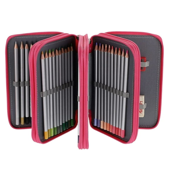Taotanxi Zippered Pencil Case-Canvas 72 Slots Handy Pencil Holders for for Prismacolor Watercolor Pencils, Colored Pencils, Marco Pencils (Hot Pink)