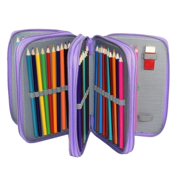 Taotanxi Zippered Pencil Case-Canvas 72 Slots Handy Pencil Holders for for Prismacolor Watercolor Pencils, Colored Pencils, Marco Pencils (Purple)