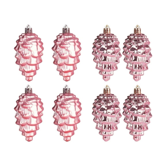 Taotanxi litter Christmas Tree Pinecone Ornaments, Hanging Pine Cone Ornaments 3.5 Inch for Christmas Tree Decor, Hanging Pine Cone Shape Christmas Decorations,8PCS Pink