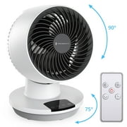 Taotronics Desk Fans for Home, Quiet Table Fan Air Circulator Fans for Whole Room, 90°+70° Oscillating Dorm Fan with Remote, 3 Speeds, Desktop Fan for Home, Dorm