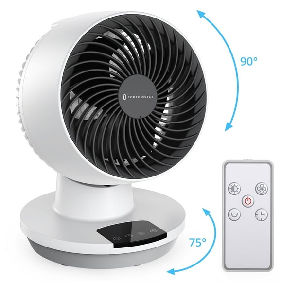 Taotronics Desk Fans for Home, Quiet Table Fan Air Circulator Fans for Whole Room, 90°+70° Oscillating Dorm Fan with Remote, 3 Speeds, Desktop Fan for Home, Dorm