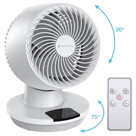 Taotronics Desk Fans, 12-Inch Air Circulator Fan for Bedroom, 60ft Powerful Airflow, Table Fan with Remote Control, 8-Hour Timer, 160° Tilt Adjustment, 3 Speeds Small Portable Fan for Home, Office
