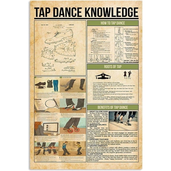 Tap Dance Knowledge Metal Signs Room Decor Basic Guide Retro Posters Club Garage Home Wall Decor Printed Plaque 8x12 inches