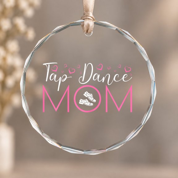 Tap Dance Mom Female Tap Dancer Tapping Mom Clogging Ornament, Hanging Decor, Circle Glass Ornament