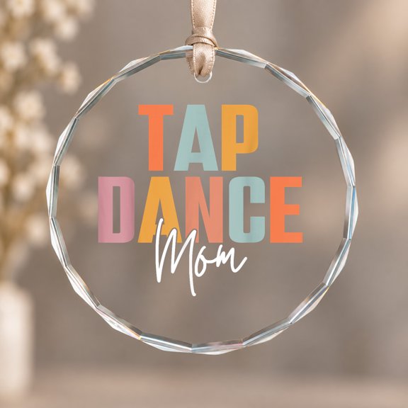 Tap Dance Mom Theme Ornament, Festive Decor, Circle Glass Ornament