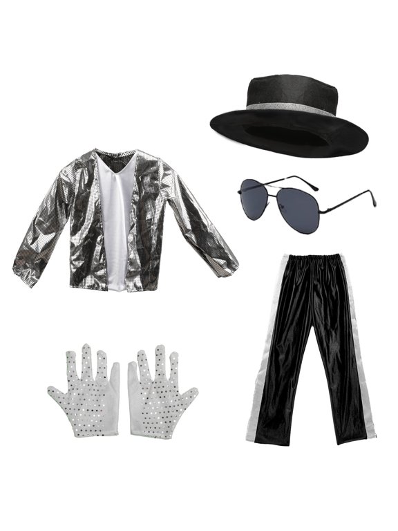 Tap Dance Performance Costume with Toy Microphone Accessory for Halloween Dress Up Spooky Stage Outfit Retro Dance Apparel for Events