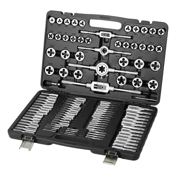 Tap and Die Set 110-Piece, Metric Tap and Die Set with Wrenches, Bearing Steel Threading Tool Kit for Cutting Internal/External Threads, Portable Storage Case