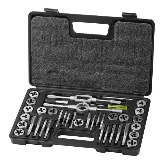 Tap and Die Set 40-Piece Metric M3-M12, Bearing Steel Taps Dies Kit with Handles & Gauge for Threading, Internal/External Threading Tool for DIY & Automotive