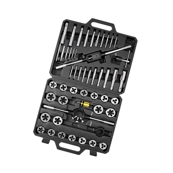 51-Piece Metric Tap and Die Set M6-M24 with Coarse and Fine Thread Taps and Dies, Bearing Steel Threading and Rethreading Tool Kit with Wrenches, Accessories and Portable Storage Case