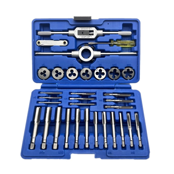 Tap and Die Set Set 32 PCS Tap and Die Set Metric Wrench Cut M3- Hand Threading Tool Tungsten Carbide Tap Die Screw Thread Making Tool Bit Set Engineer Kit with Tool Case