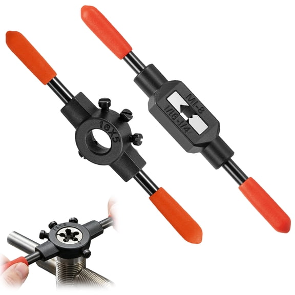 Tap and Die Stock Handle Wrench Carbon Steel Metric 1/16 to 3/32 Inch Round Die Holder Handle 1/16 to 1/4 Inch Adjustable Thread Tap Wrench for Thread Repair
