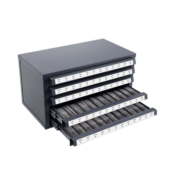 Tap Dispenser Cabinet, 60 Compartment Steel Tap Organizer with Labels #2-56-#12-28, 5-Drawer Stackable Tap Storage Cabinet