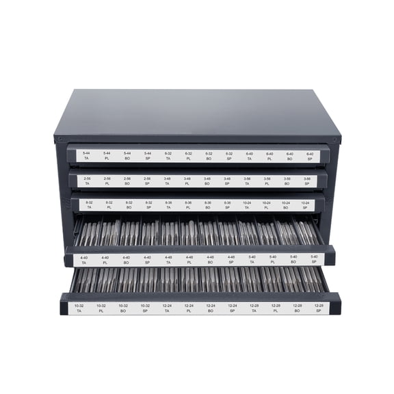 Tap Dispenser Cabinet, Five-Drawer Tap Organizer Cabinet for #2-56-#12-28 Steel Tap Dispenser Organizer Cabinet with Labels, 60-Compartment Stackable Tap Cabinet for Tap Storage