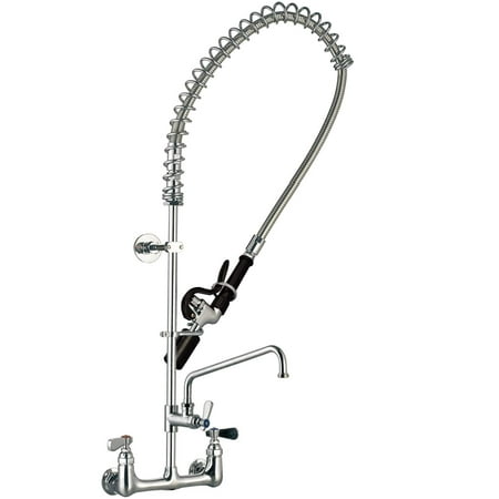 Tap Industries TPRF-812 Commercial NSF Wall-Mount Pre-Rinse Faucet for Restaurant Kitchens, with Spray Valve and Add-On Faucet with 12-Inch Swing Spout