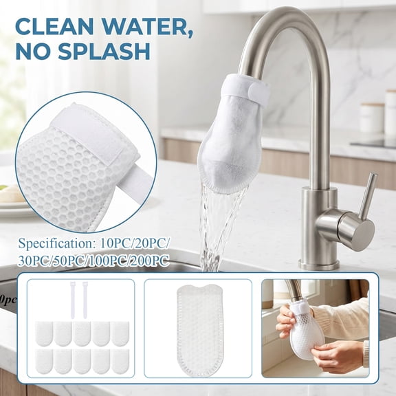 Tap Mounted Disposable Strainers for Kitchen Tap and Bathroom Sink, Sink Clog Disposable Mesh Bags with Reusable Fasteners, 3.5 .5 Inch 20 Pack Sacks for Household and Kitchen