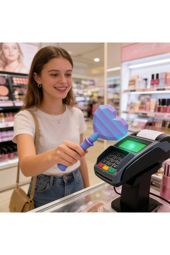 Tap to Pay Wand, Heart-Shaped Contactless Payment Device, Portable NFC Payment Keychain, Digital Gift Card Holder, Retractable and Secure Tool for Modern Wallet-Free Payments