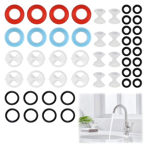 Tap Washers Assorted UK, 48 PCS Tap Washers for Mixer Taps, Mixer Tap Washers, Tap Washer, O Rings for Mixer Taps, with Ceramic Discs 1/2 Turn for Kitchen Sink Leaking Tap Repair