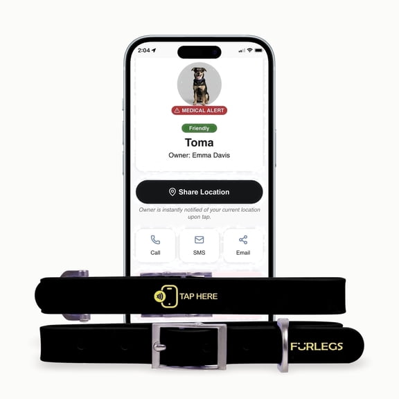 TapSafe Silicollar Smart Digital ID and Health Profile Silicone Dog Collar - Universal Digital Health Passport, Waterproof NFC