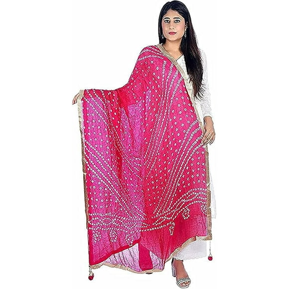 Tapara Silk Bandhani Bandhej Dupatta for Women, Heavy Dupatta