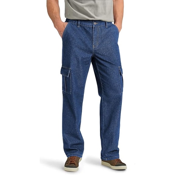 Tapata Men's Relaxed Fit Cargo Jeans Elastic Waist 6 Pockets Straight Leg Work Utility Pants