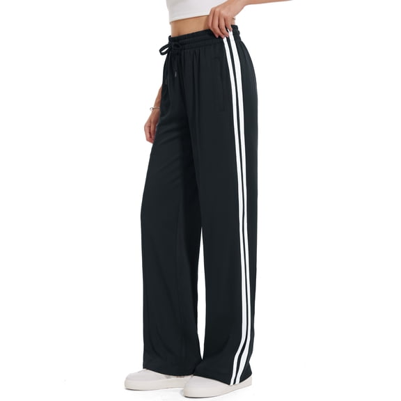 Tapata Women Track Pants Loose Straight Leg Jogging Sweatpants 28'', Black, M