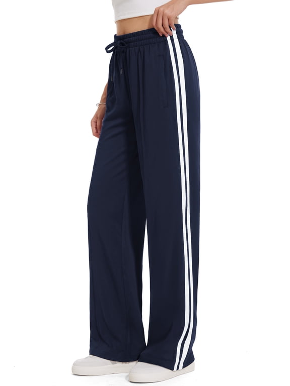 Women Track Pants Loose Straight Leg Jogging Sweatpants 28'', Navy Blue, XXL