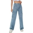 thumbnail image 1 of Tapata Women's 26"/28"/30"/32"/34" Cargo Jeans Straight Leg Short Petite Regular Tall Denim Relaxed Y2K Pants, 1 of 6