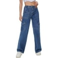thumbnail image 1 of Tapata Women's 26"/28"/30"/32"/34" Cargo Jeans Straight Leg Short Petite Regular Tall Denim Relaxed Y2K Pants, 1 of 6
